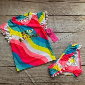 Betsey Johnson Rashguard Swimsuit Set -  New